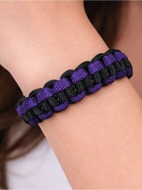 Handmade Paracord Braided Bracelet In Purple and Black | Pick Your Size